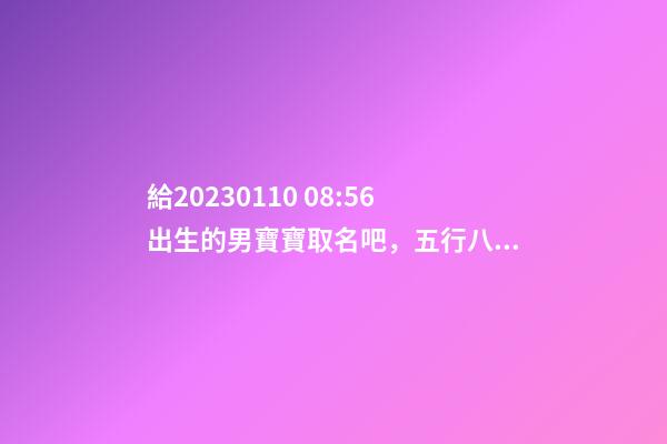 給2023.01.10 08:56出生的男寶寶取名吧，五行八字起名